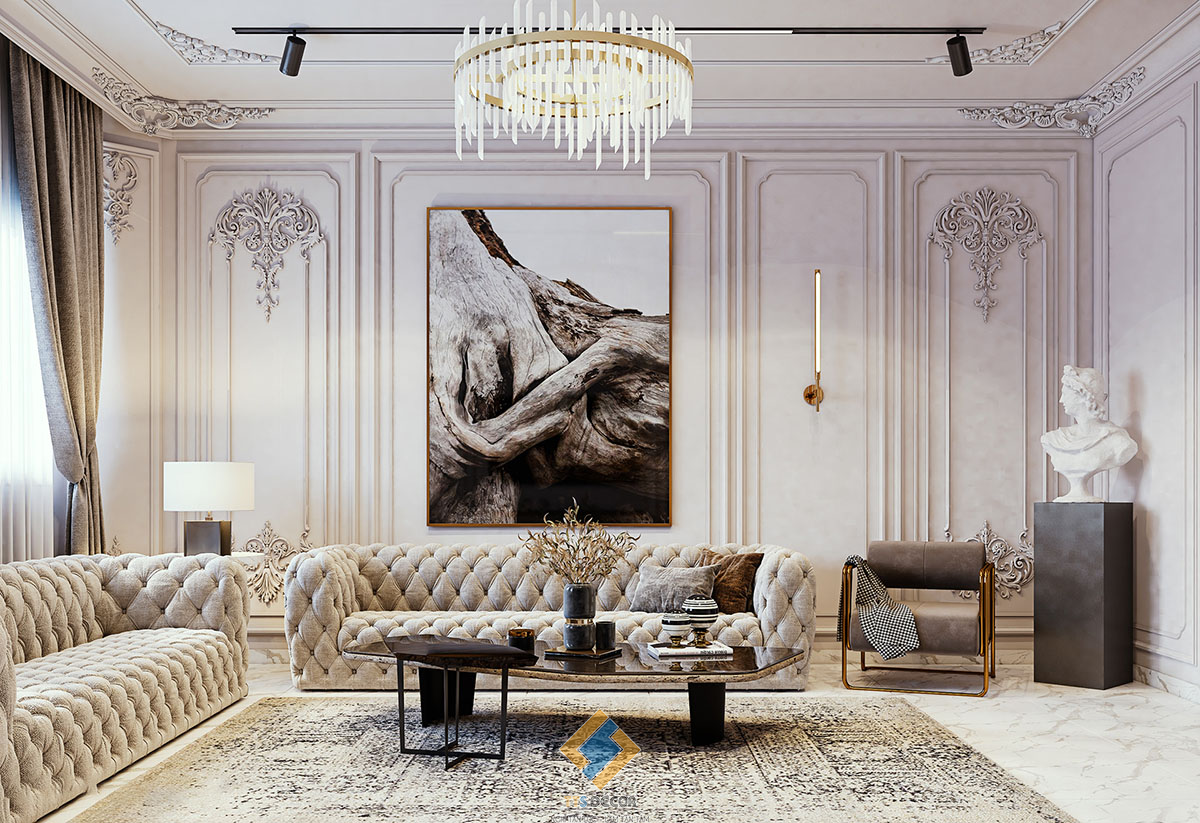 Thiết kế nội thất nhà phố phong cách cổ điển đơn giản