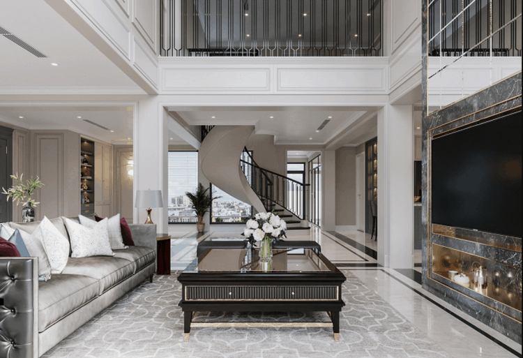 Thiết kế nội thất nhà phố phong cách cổ điển hiện đại