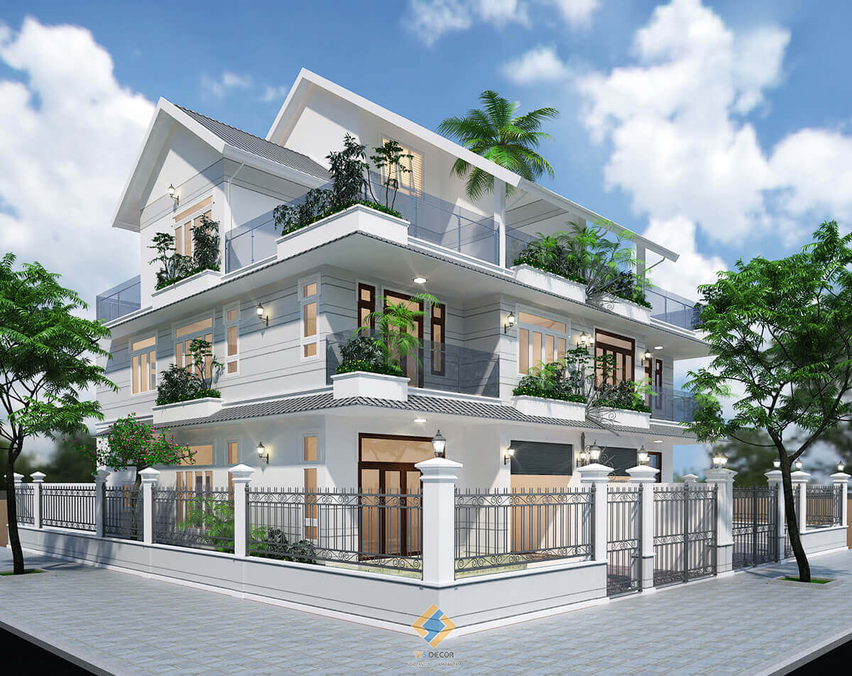 Thiết kế biệt thự hiện đại 3 tầng 2 mặt tiền Hà Tĩnh