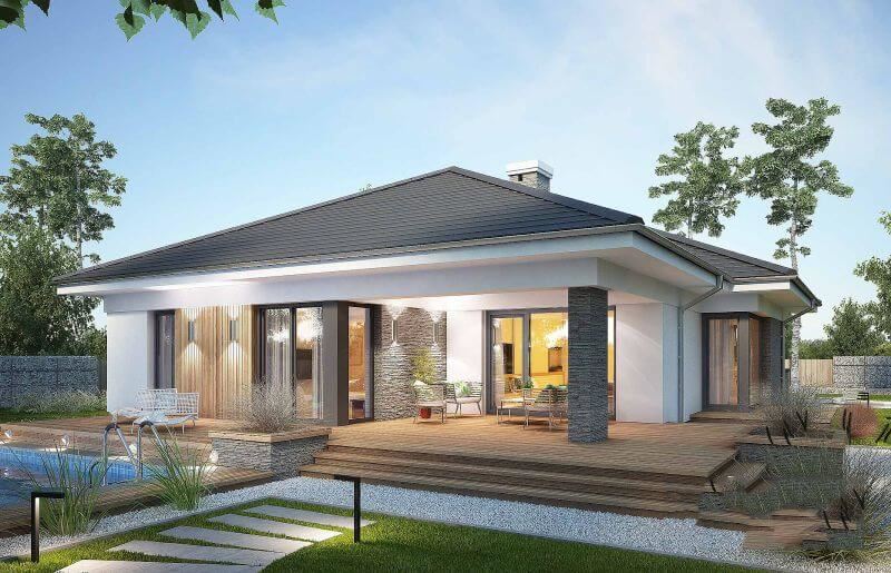 Mẫu thiết kế biệt thự nhà vườn 1 tầng 4 phòng ngủ