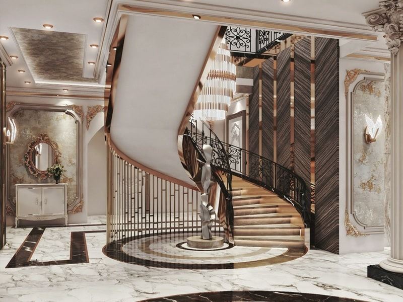 Tổng hợp mẫu thiết kế cầu thang phong cách tân cổ điển