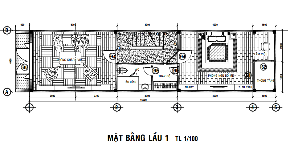 Tư vấn xây nhà 4x16m với hai phương án mặt bằng khoa học.