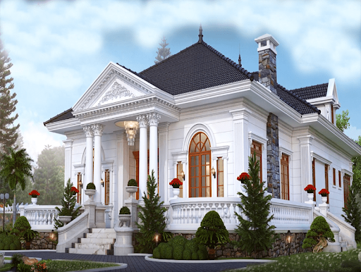 Mẫu biệt thự 1 tầng Tân cổ điển đẹp sang trọng 